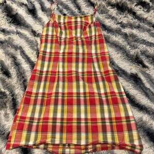 Vintage 90s Byer Too! California Plaid Gingham Mini Dress Open Back Twee Size 7